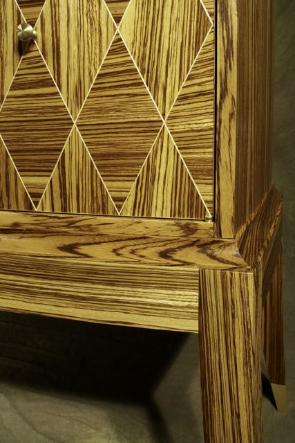 Zebrawood diamond sideboard detail